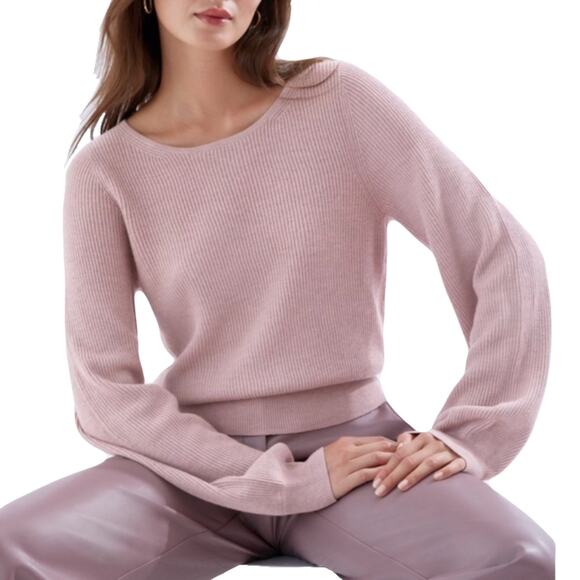 NWOT BABATON Sweater M Lilac Wool Linen Balloon-Long-Sl”Column Heather Mauve - Picture 1 of 10